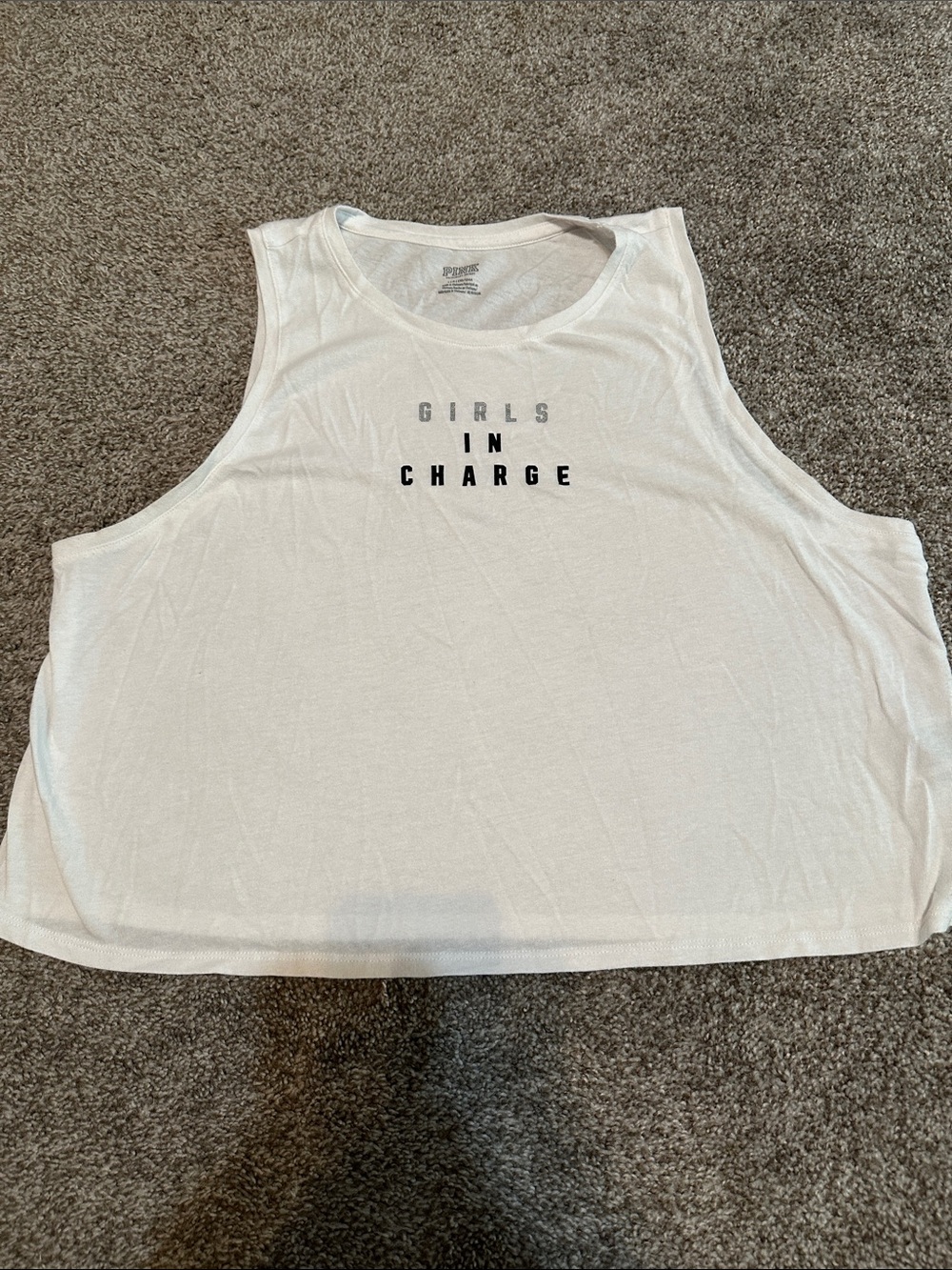 PINK Victoria's Secret White Graphic Crop Tank